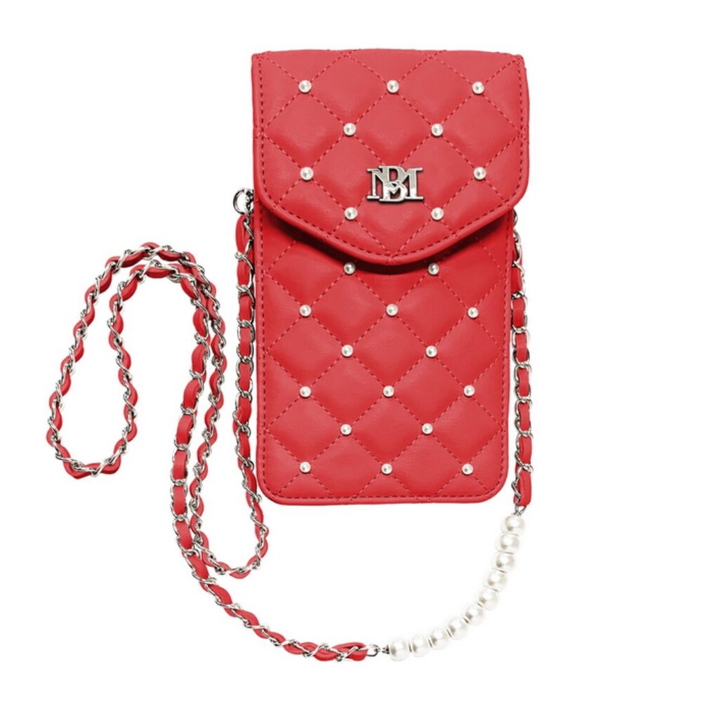 Badgley Mischka Red Pearls Strap Phone Case NWT NIP